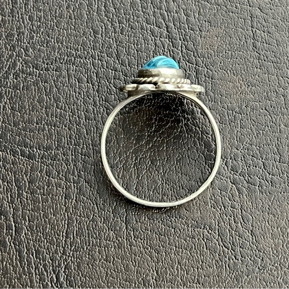 Vintage Taxco Mexico sterling silver carved glass ring Size 5.75 - Picture 9 of 12